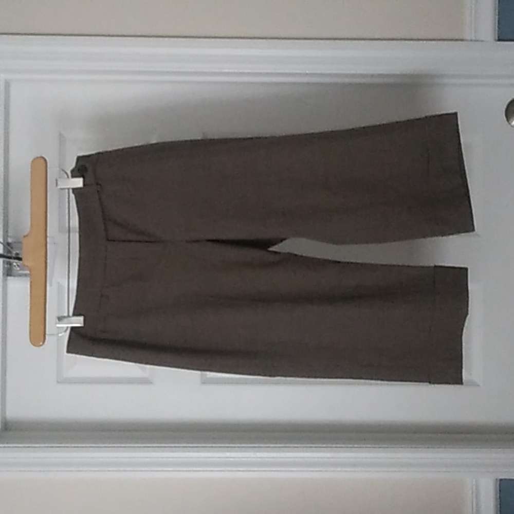 Ann Taylor wide legged crop pants brown tweed size 6 P